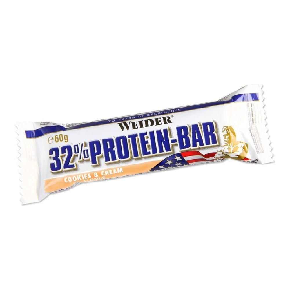 Barretta proteica Weider, 60g, gusto Cookies & Cream.
