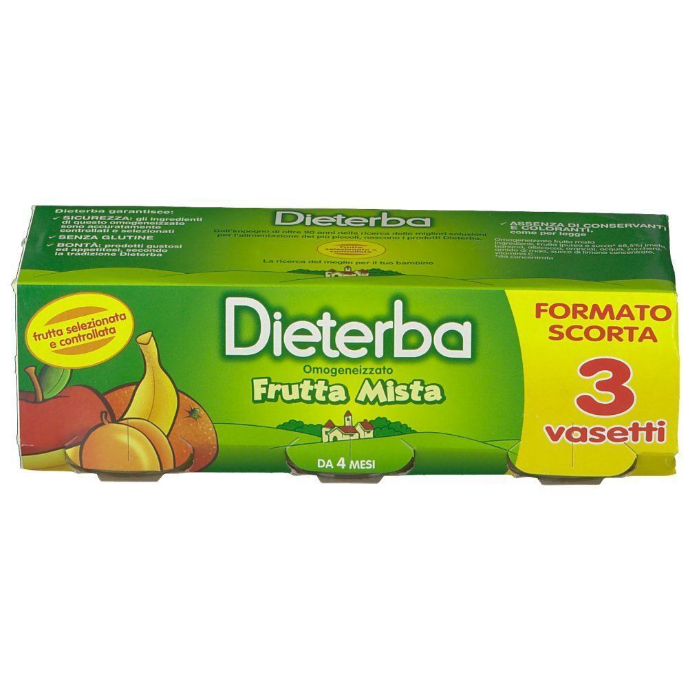 Dieterba Frutta Mista: Confezione da 3 vasetti di frutta, da 4 mesi.