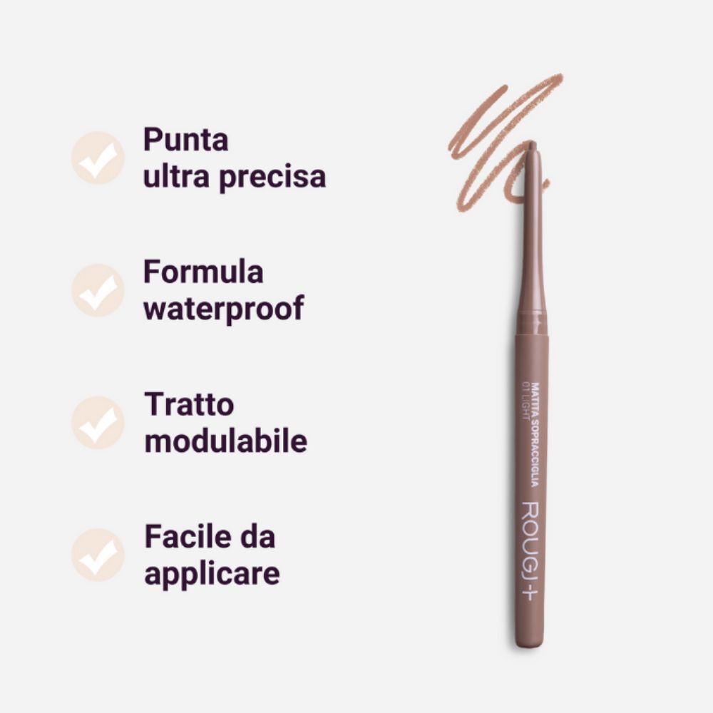 Matita eyeliner marrone con punta ultra precisa e formula waterproof.