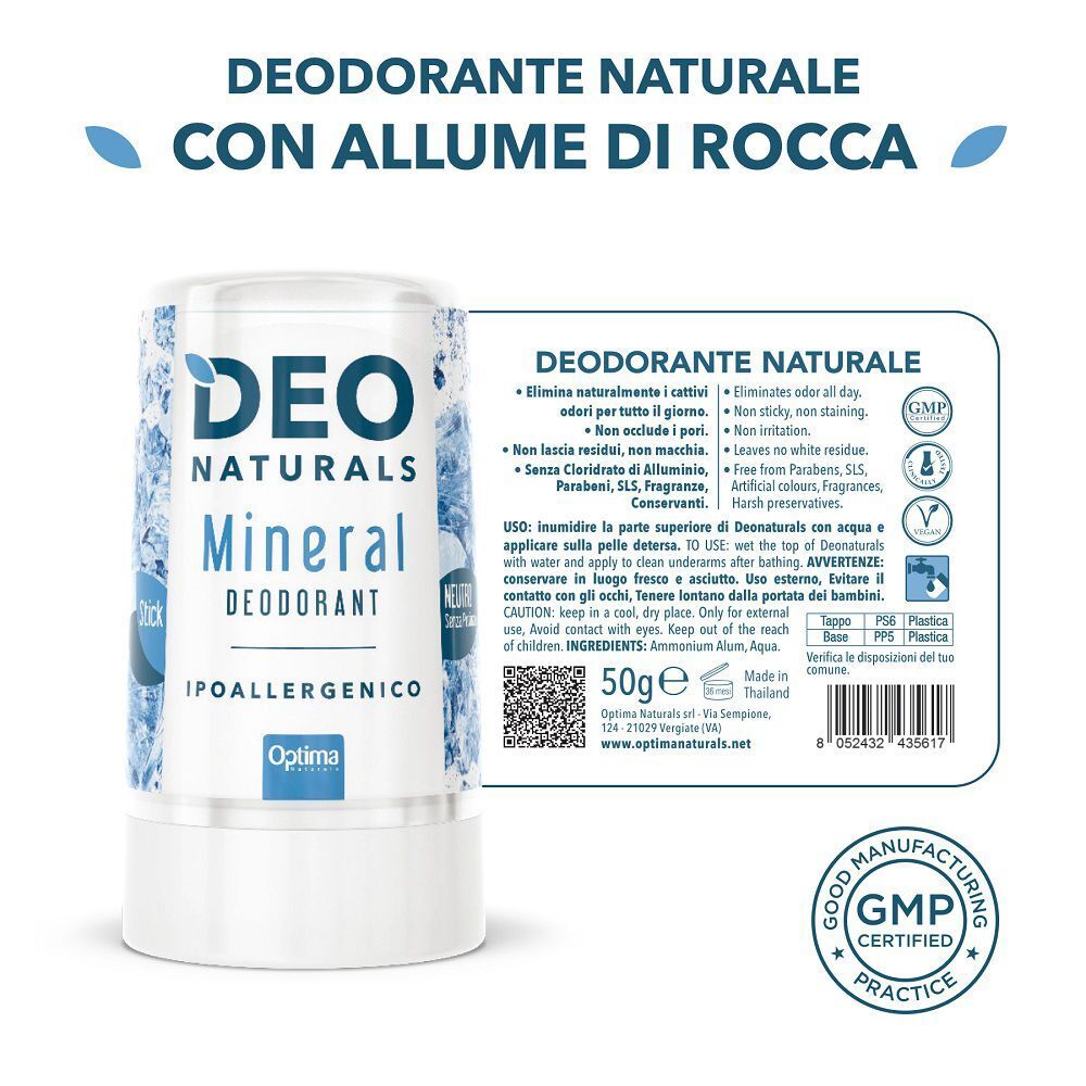 Deodorante stick Deo Naturals Mineral, 50g, ipoallergenico.