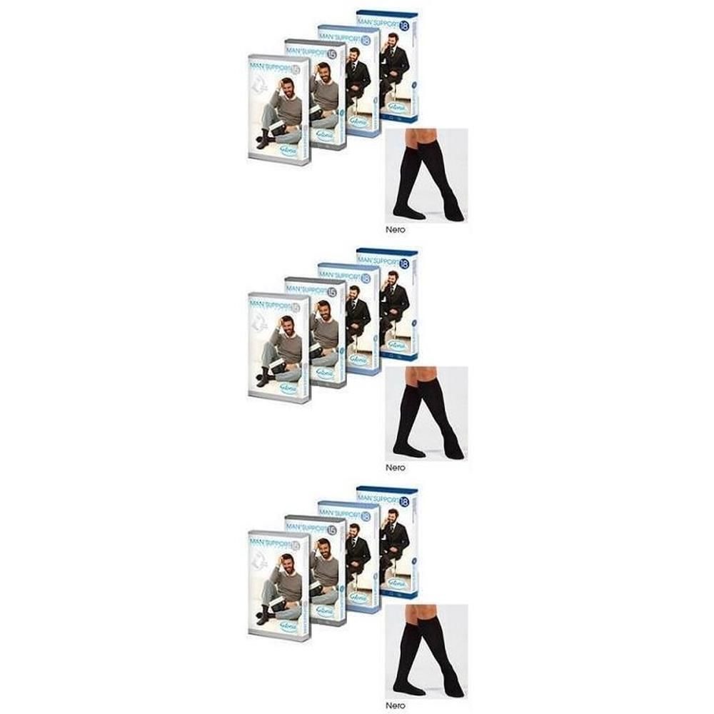 Man Support 15Cot Gambaletto 15 Nero 5: Diverse confezioni di gambaletti a compressione per uomo, colore nero.