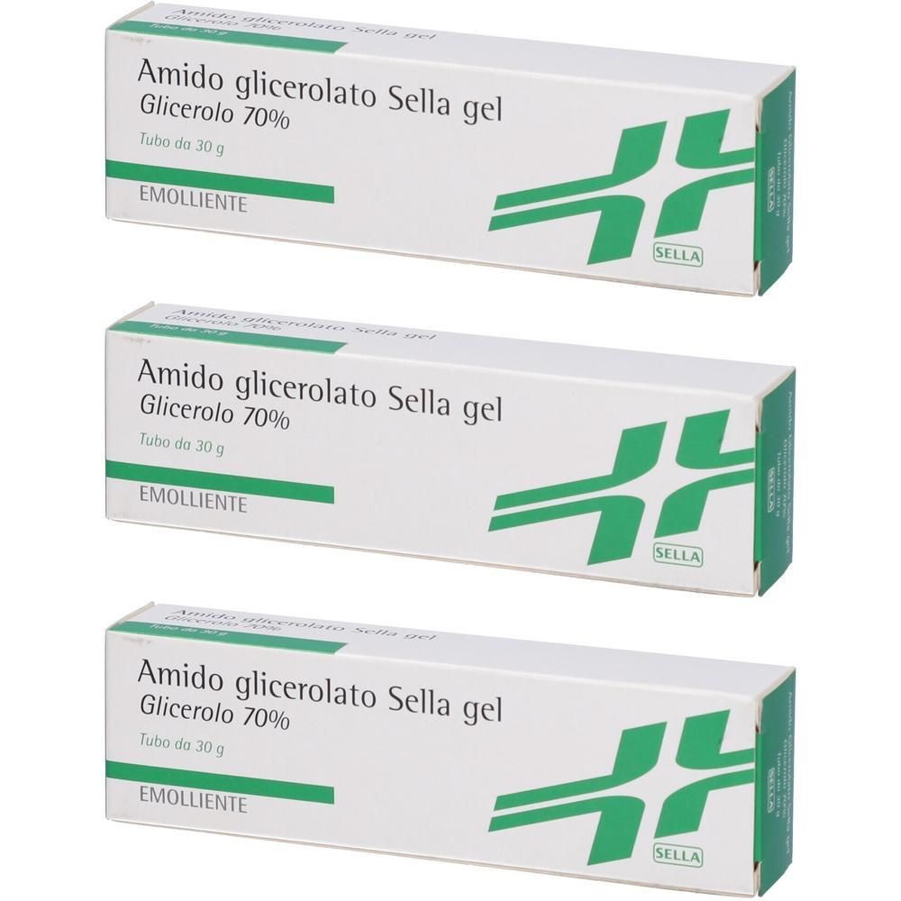 Tre tubi di Amido glicerolato Sella gel da 30g. Emolliente.