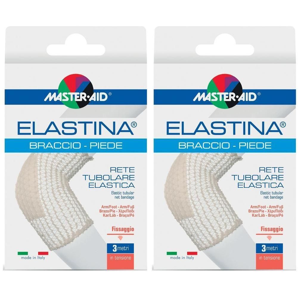 Due confezioni di benda tubolare elastica Master-Aid Elastina per braccio e gamba.