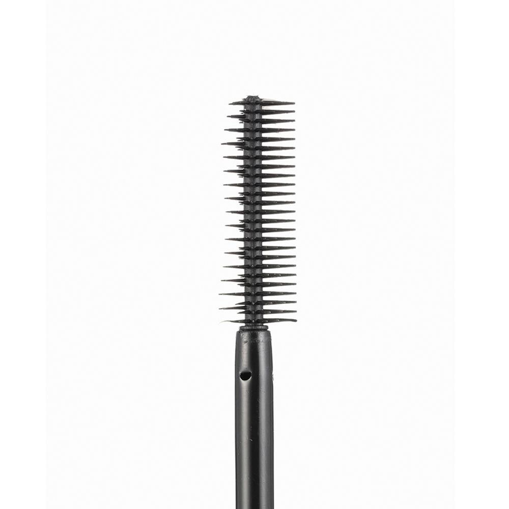 Applicatore mascara nero con setole sottili e manico stretto.