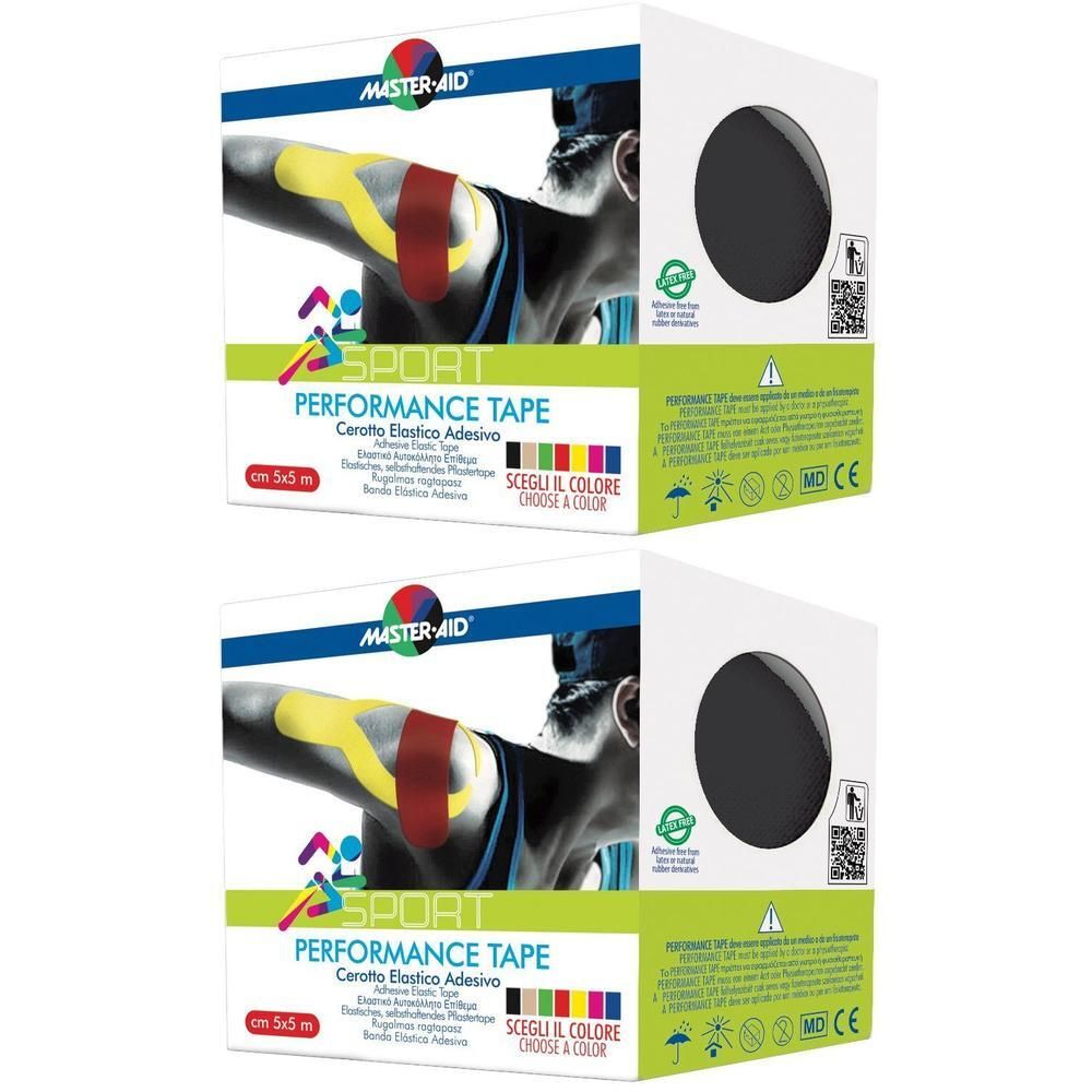 Master-Aid Sport Performance Tape, 5x500cm, rotolo nero.
