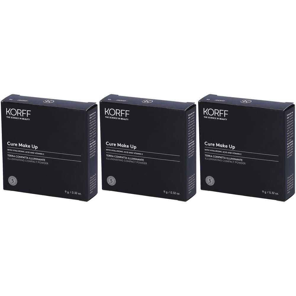 Tre scatole Korff Cure Make Up, Terra Compatta Illuminante, 9g.