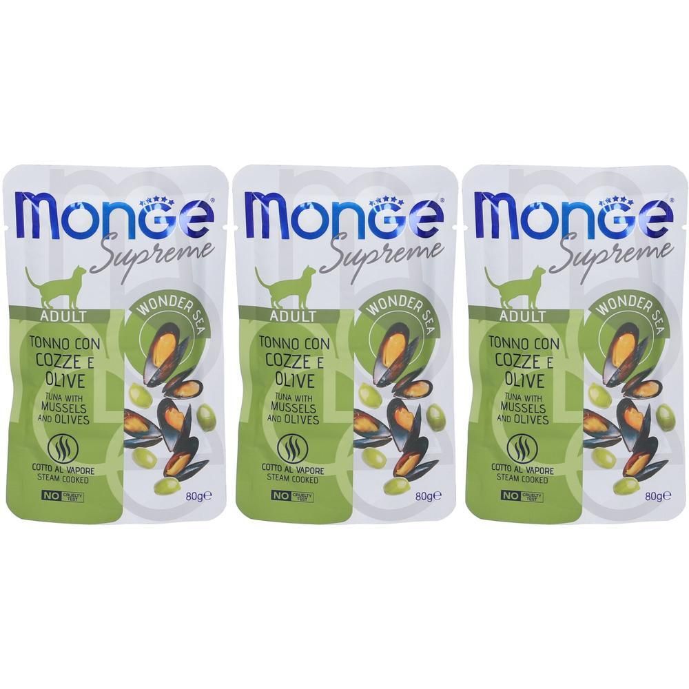 Monge Supreme Gatto Adulto Bustine Tonno Con Cozze e Olive