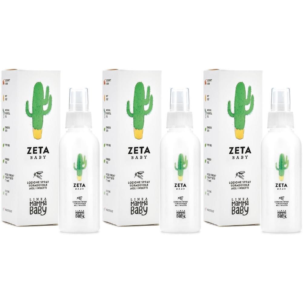Due flaconi spray bianchi con disegno di cactus e relative scatole. Marca: Zeta Baby.