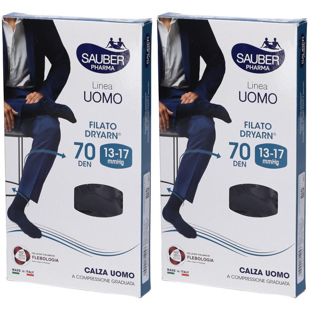 Sauber Pharma Calza Uomo Dryarn Colore Nero 70 Denari Taglia S/M