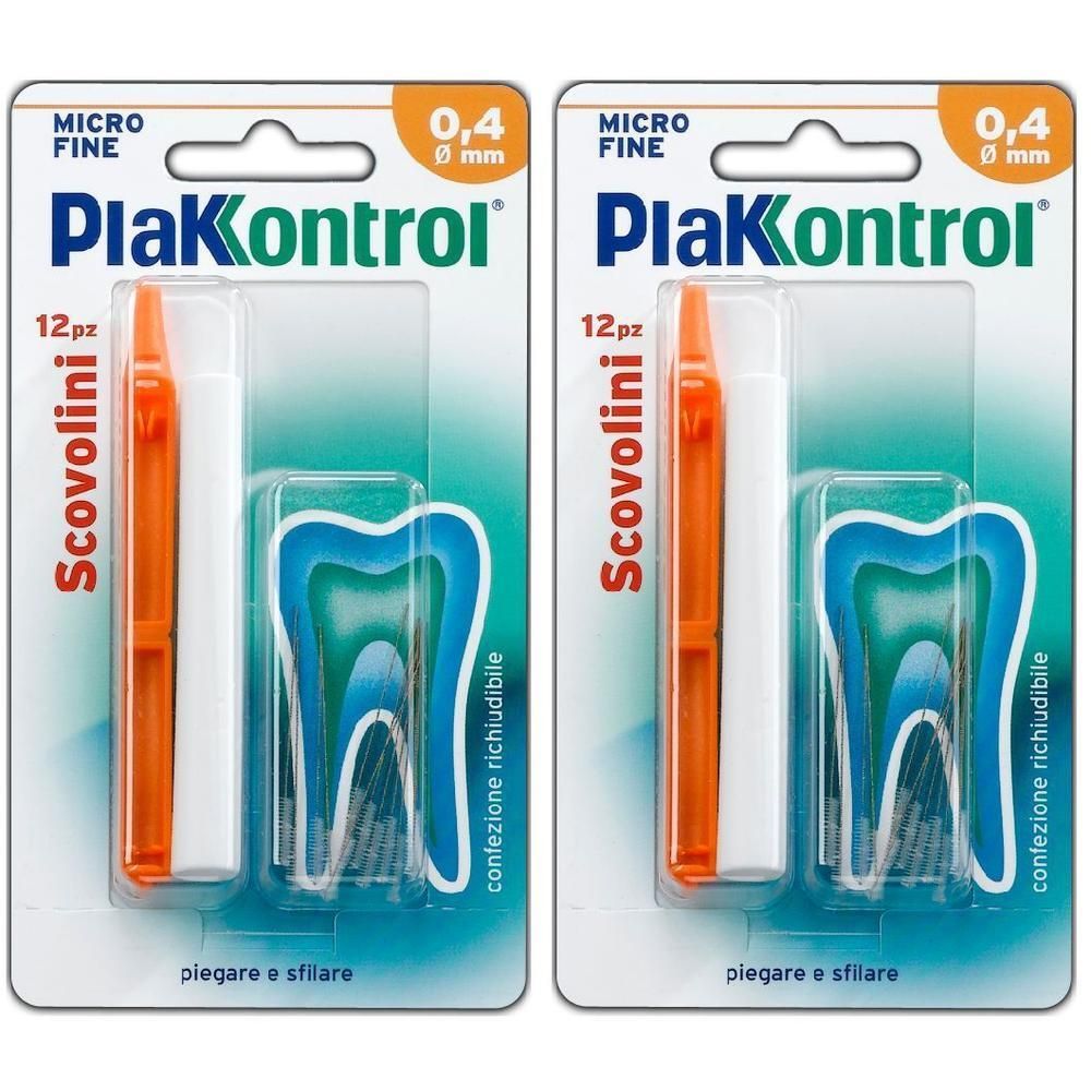 Due confezioni di scovolini interdentali PiaKontrol, Micro Fine, 0,4 mm. Ogni confezione contiene 12 pezzi.