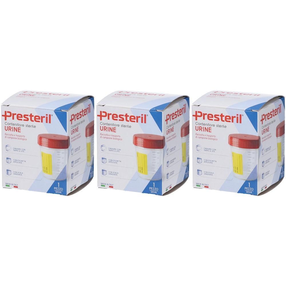 PRESTERIL Contenitore analisi urina tappo vite