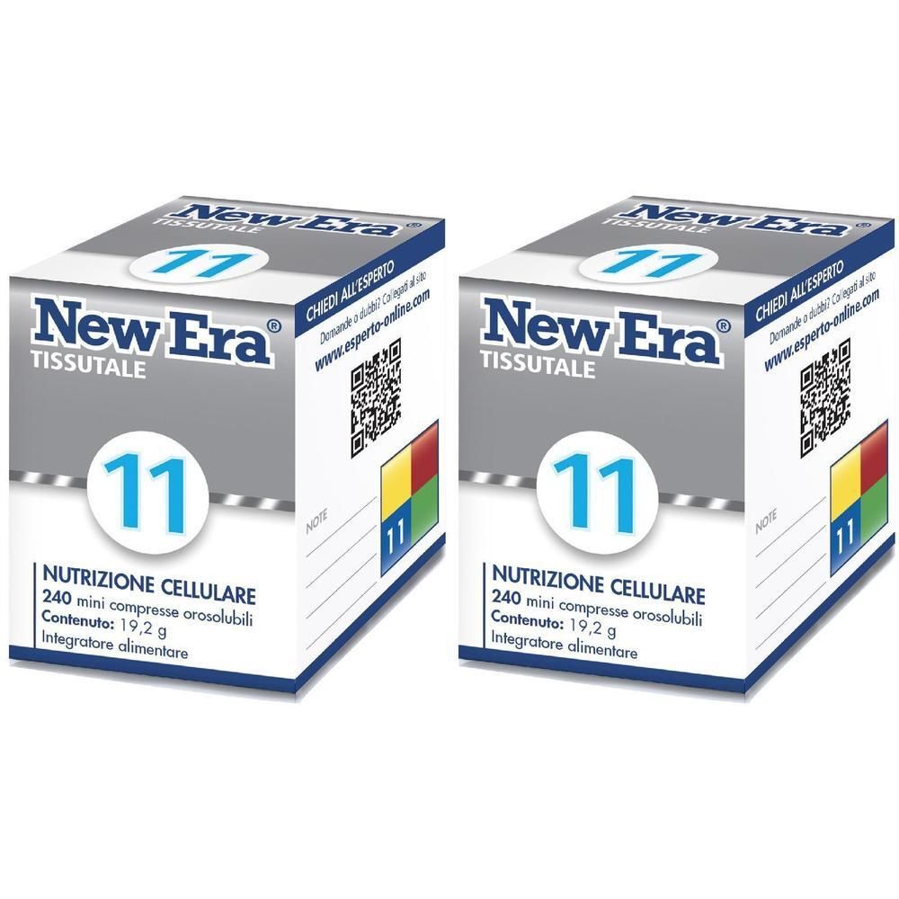 Due confezioni di New Era Tissutale 11, nutrizione cellulare, 240 mini compresse orosolubili.