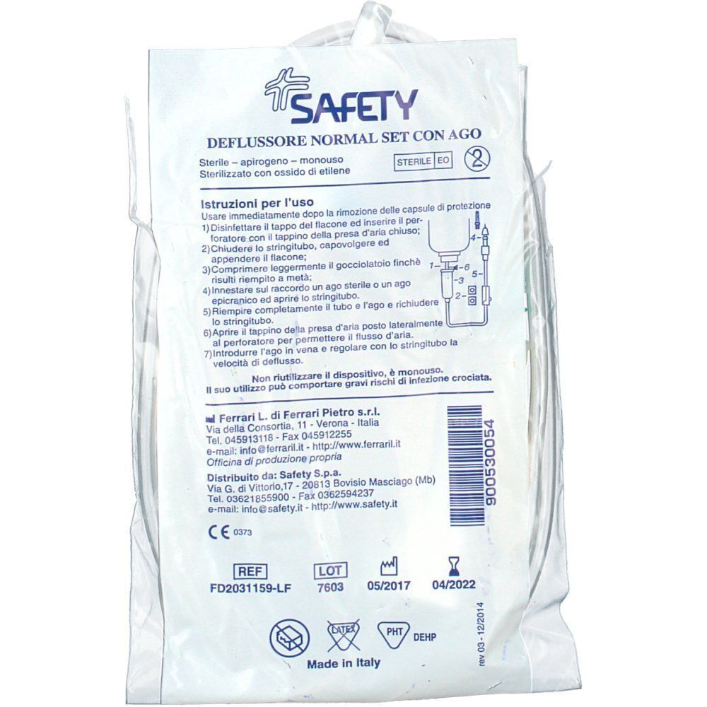 Safety Deflussore Normal Set con Ago