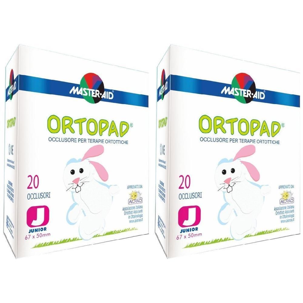 Due confezioni di cerotti oculari "Ortopad" Junior per terapia ortottica. Contiene 20 pezzi.