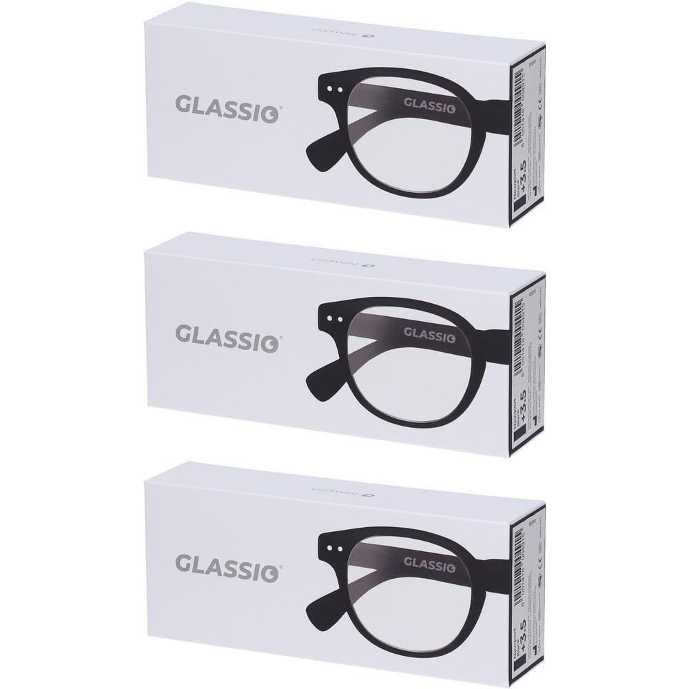 Occhiali da Lettura Glassio Newport Colore Nero Gradazione +3,5