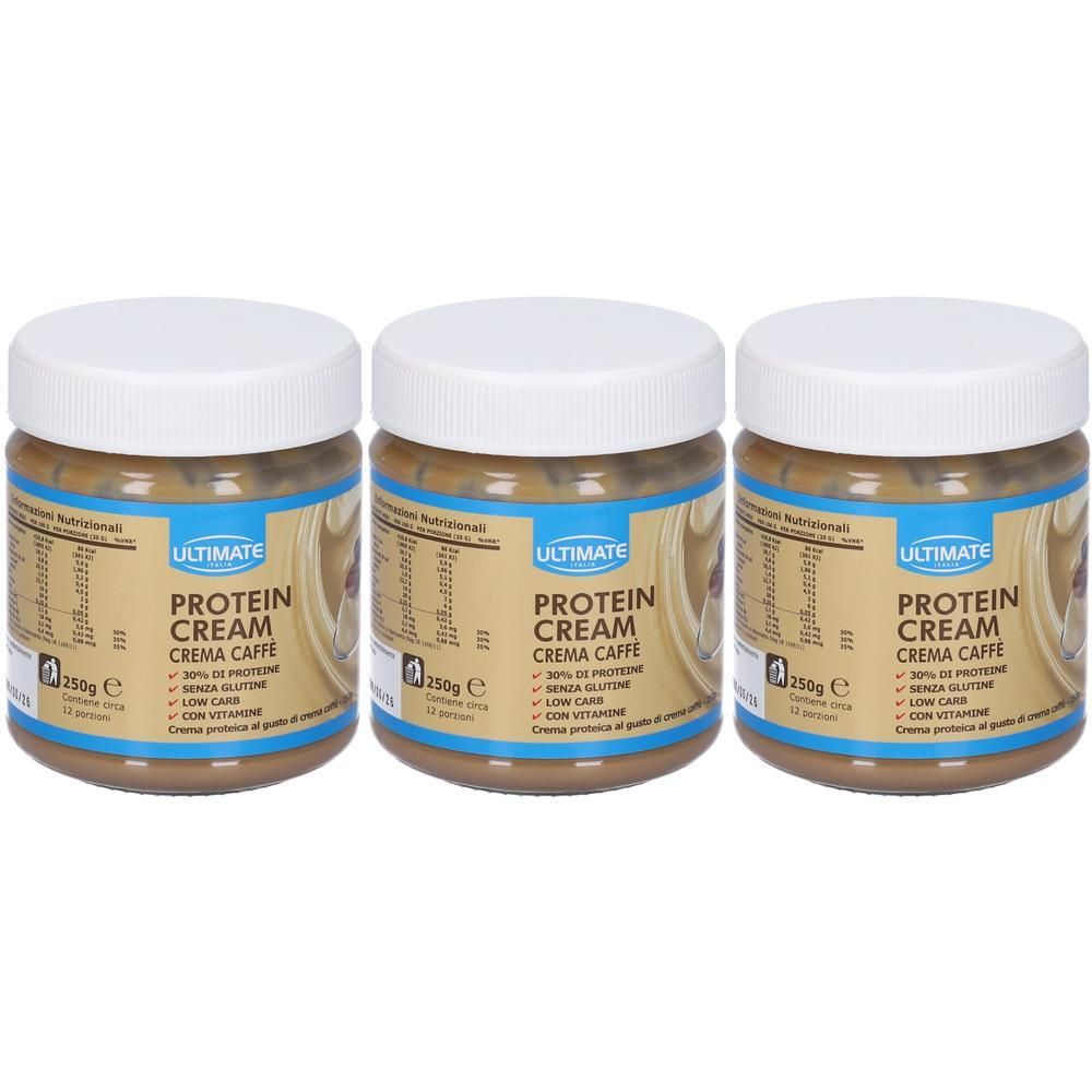 Tre barattoli di Ultimate Protein Cream Crema Caffe, 250g.
