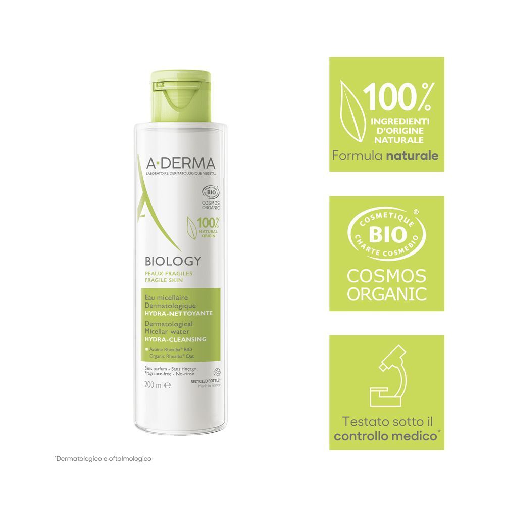A-Derma Biology Acqua micellare dermatologica idra-detergente 200ml - Struccante