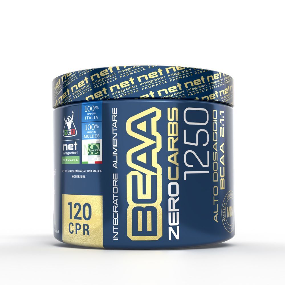 Un barattolo di BCAA Zero Carbs 1250 compresse, 120 pezzi.