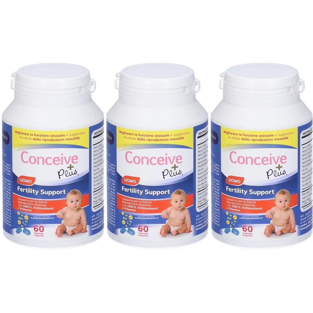 Tre contenitori di Conceive Plus Fertility Support Uomo, capsule vegetali, 60 per contenitore.