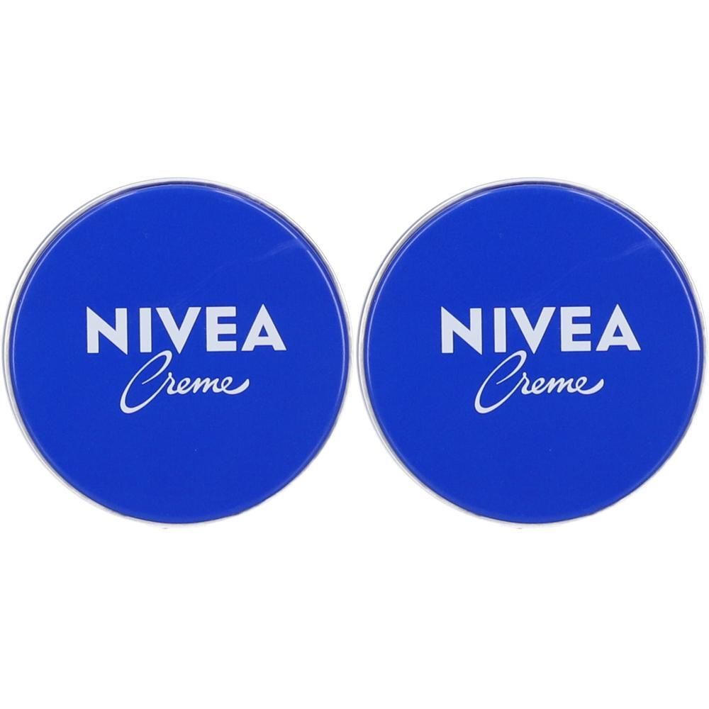 Due barattoli Nivea Creme blu con scritta bianca.
