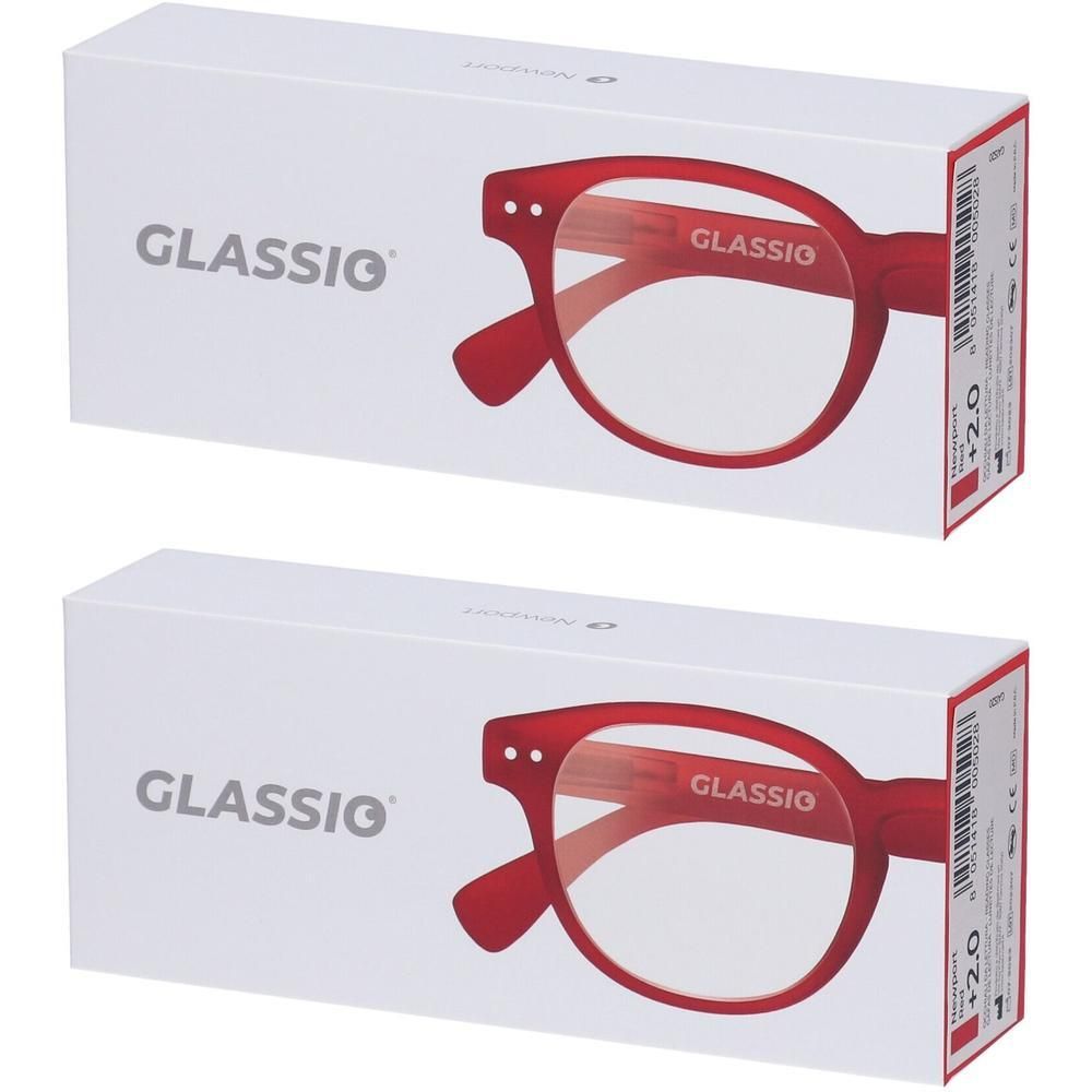 Occhiali da Lettura Glassio Newport Colore Rosso Gradazione +2,0