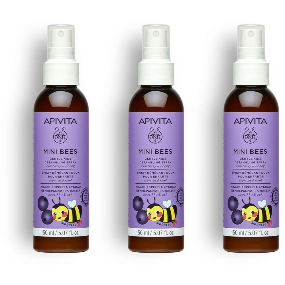 Apivita Mini Bees Spray Capelli Districante Delicato per Bambini con Mirtillo e Miele - 2 anni