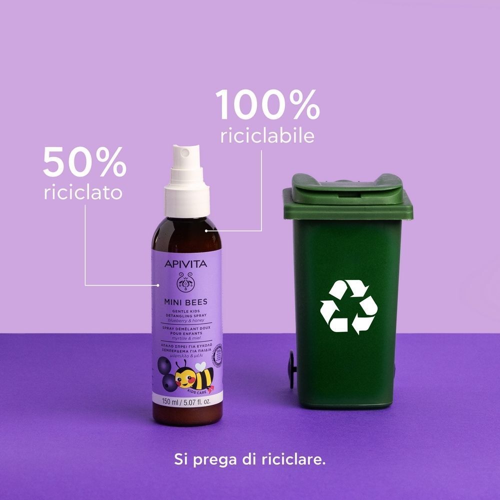 Apivita Mini Bees Spray Capelli Districante Delicato per Bambini con Mirtillo e Miele - 2 anni