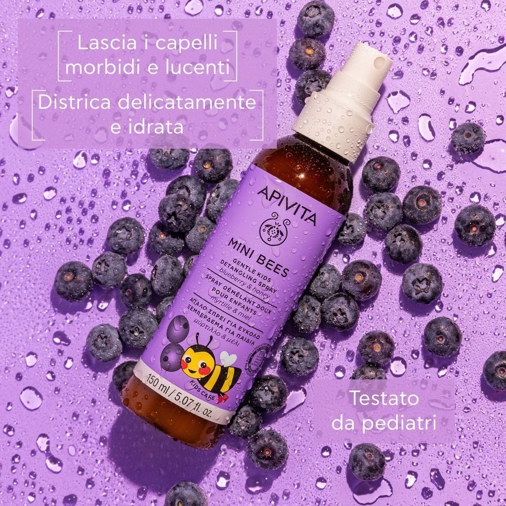 Apivita Mini Bees Spray Capelli Districante Delicato per Bambini con Mirtillo e Miele - 2 anni