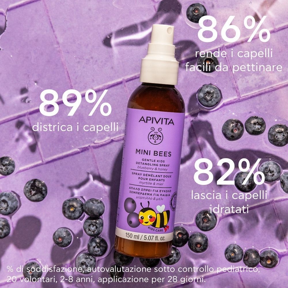Apivita Mini Bees Spray Capelli Districante Delicato per Bambini con Mirtillo e Miele - 2 anni