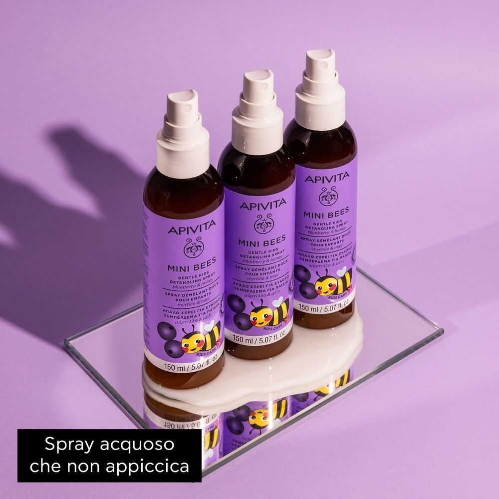 Apivita Mini Bees Spray Capelli Districante Delicato per Bambini con Mirtillo e Miele - 2 anni