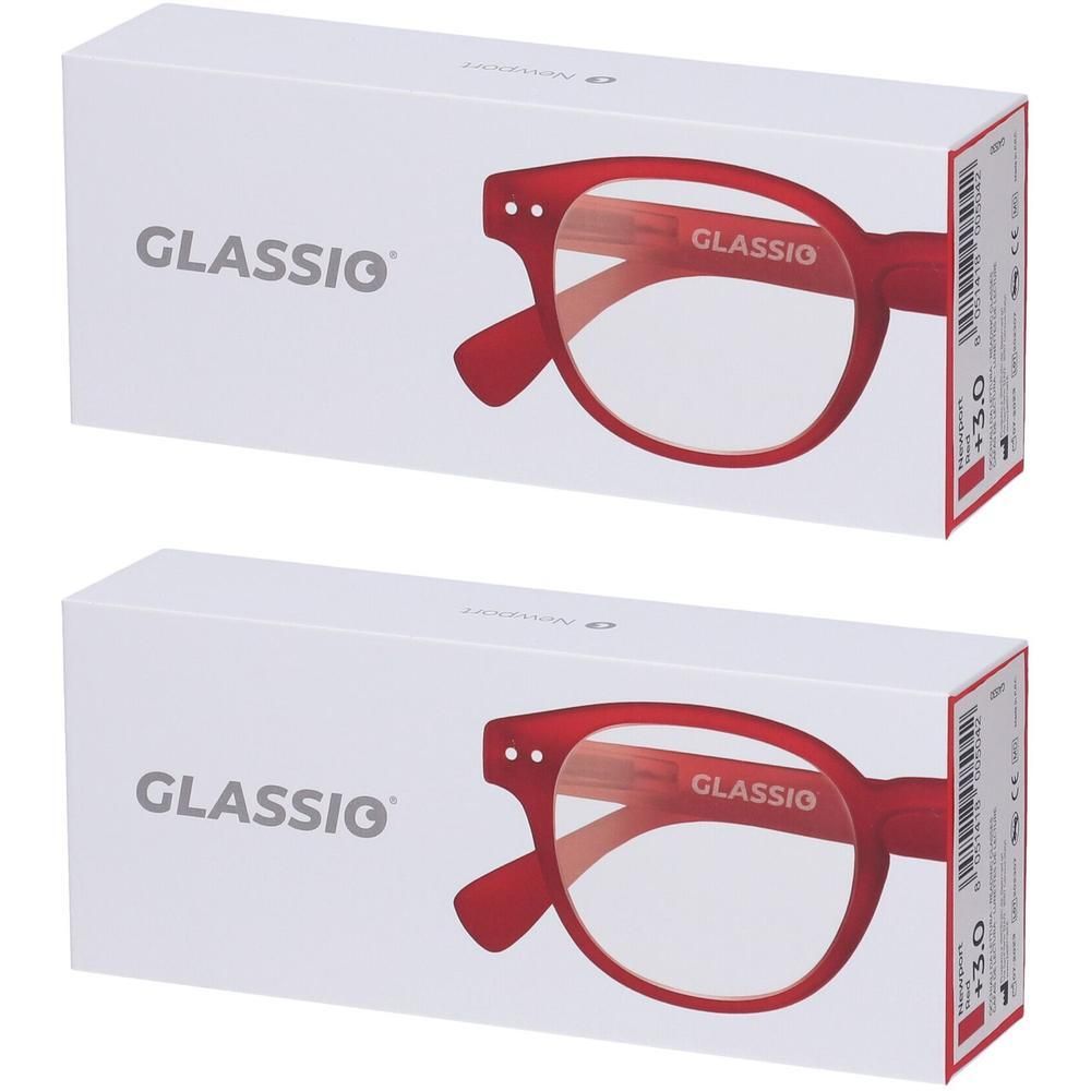 Occhiali da Lettura Glassio Newport Colore Rosso Gradazione +3,0