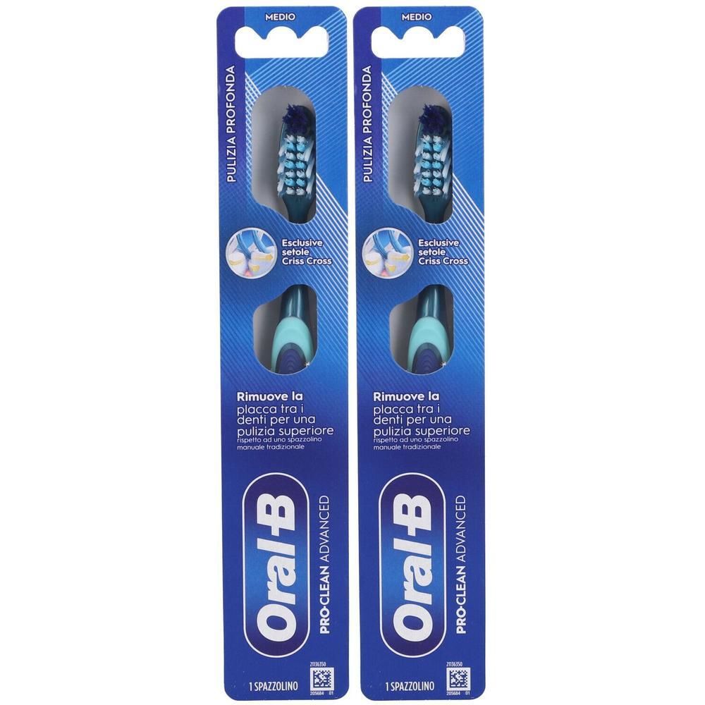 Due confezioni di testine Oral-B Pro-Clean Advanced con setole blu e turchesi.
