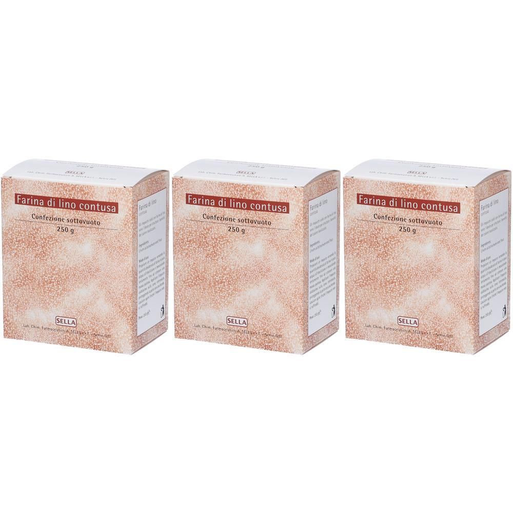 Tre confezioni di Farina di Lino SELLA, 250g ciascuna.