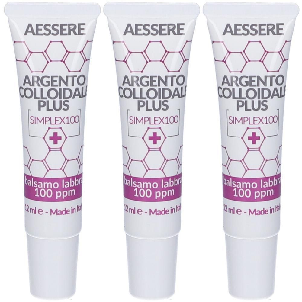 Tre tubetti di Argento Colloidale Plus Simplex100 Balsamo Labbra.