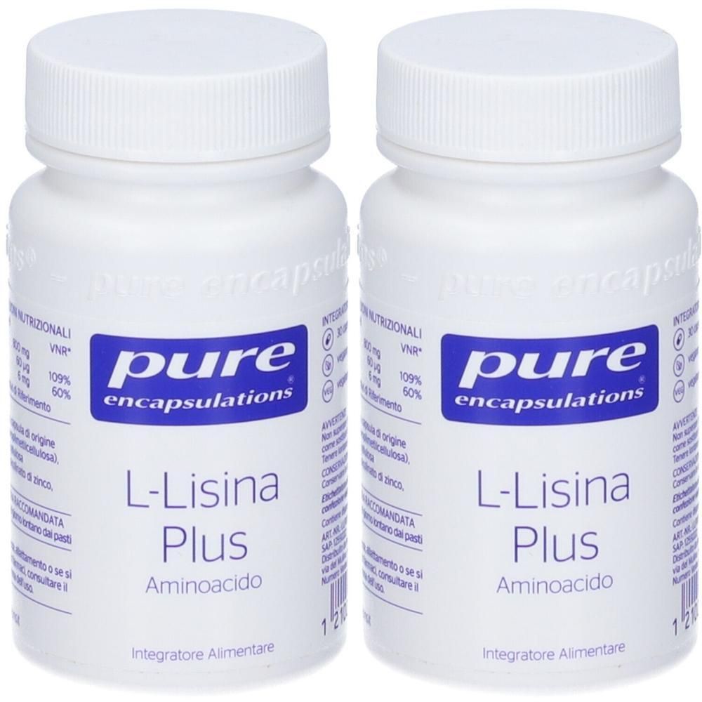 Due flaconi di Pure Encapsulations L-Lisina Plus Aminoacido Integratore Alimentare.