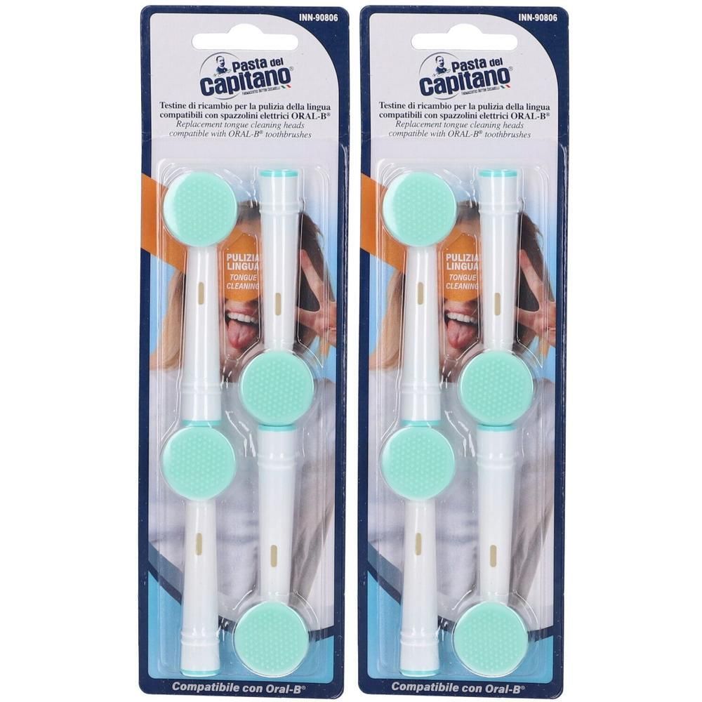 Pasta Del Capitano Testine di Ricambio per Pulizia Lingua Compatibili con Spazzolini Elettrici Oral-B