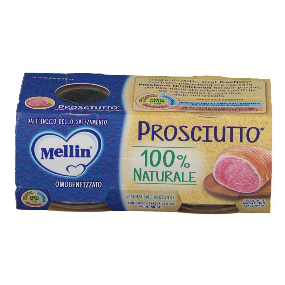 Mellin Prosciutto 100% naturale, senza sale aggiunto, per bambini da 4 mesi.