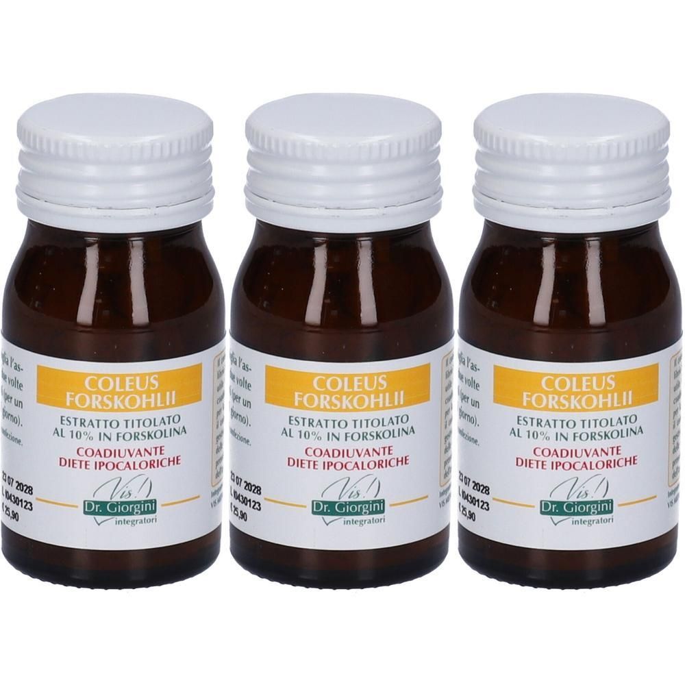 Tre flaconi di Coleus Forskohlii Estratto titolato al 10% in forskolina.