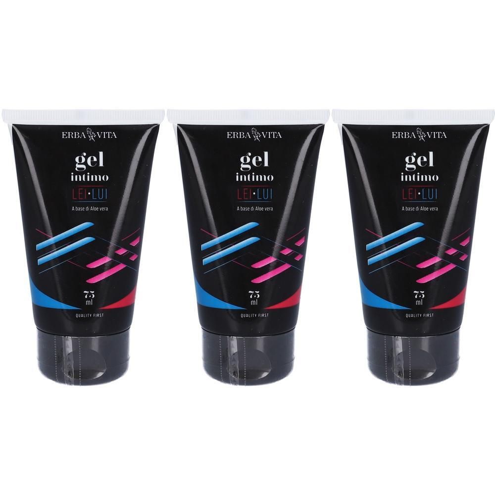 Tre tubi di Erba Vita Gel Intimo Le-Lui, 75 ml ciascuno.