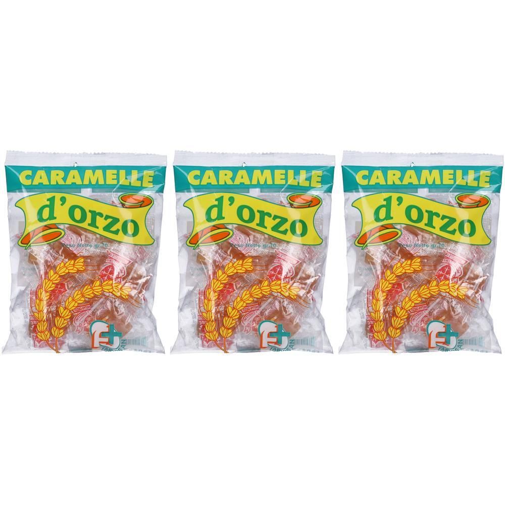 Tre sacchetti di caramelle "Caramelle d'Orzo" a forma di spiga di grano.