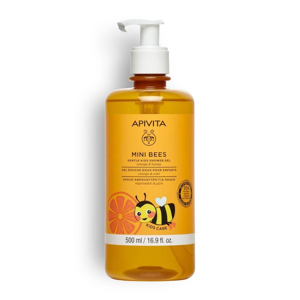 Apivita Mini Bees Gel Doccia Delicato per Bambini con Arancia e Miele - 2 anni