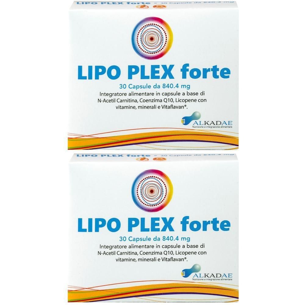 Due confezioni di capsule Lipo Plex Forte, 30 capsule per confezione.