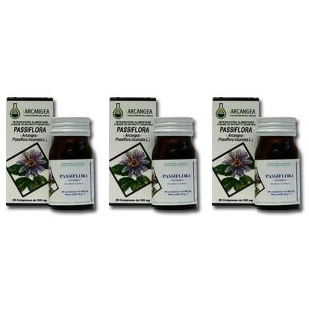Tre confezioni di capsule di Passiflora, 60 compresse da 500 mg ciascuna.