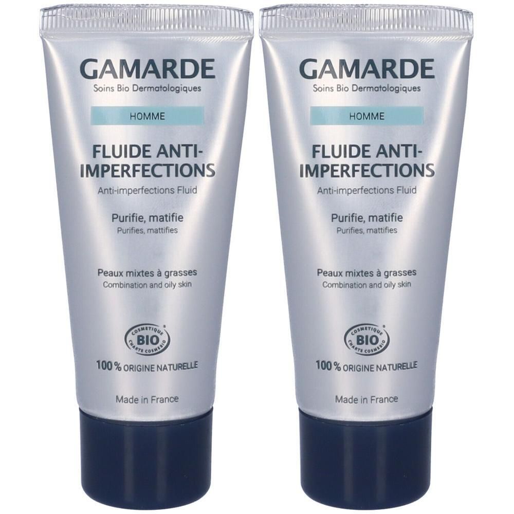 Due tubi di Fluido Anti-Imperfezioni Gamarde per uomo. Certificato BIO, 100% origine naturale.