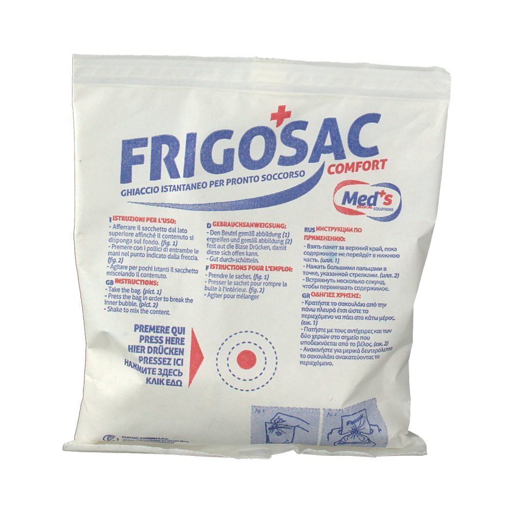 Borsa del ghiaccio con istruzioni per l'uso e marchio CE.