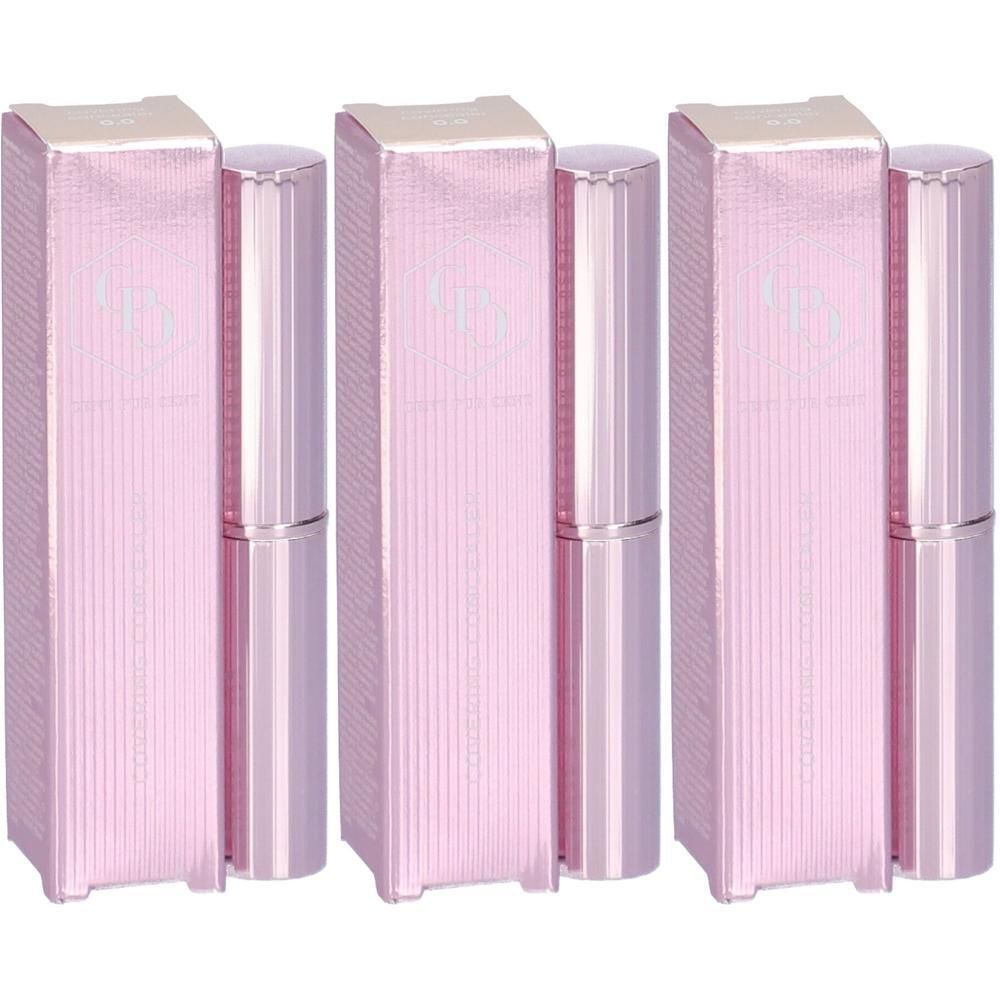 Tre confezioni cosmetiche rosa con tubetti.