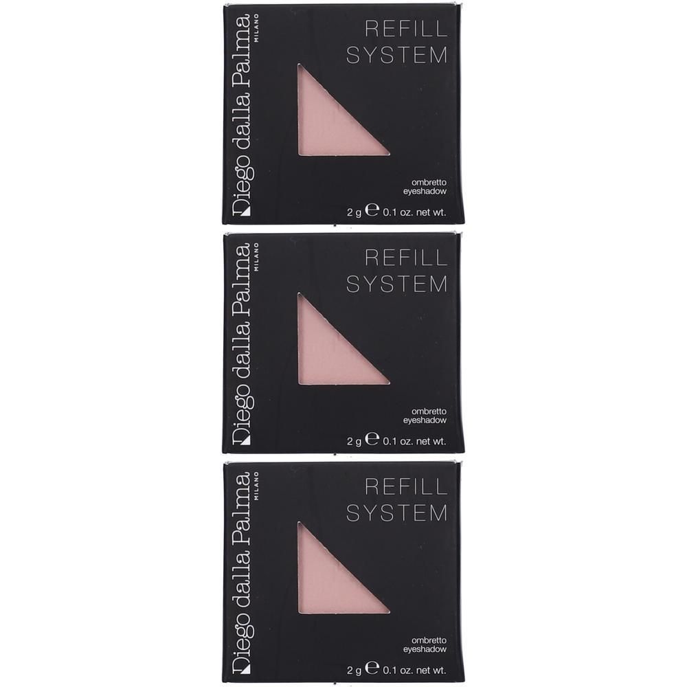 Tre ombretti Diego Dalla Palma "Refill System" rosa. Ogni confezione contiene 2g di ombretto.