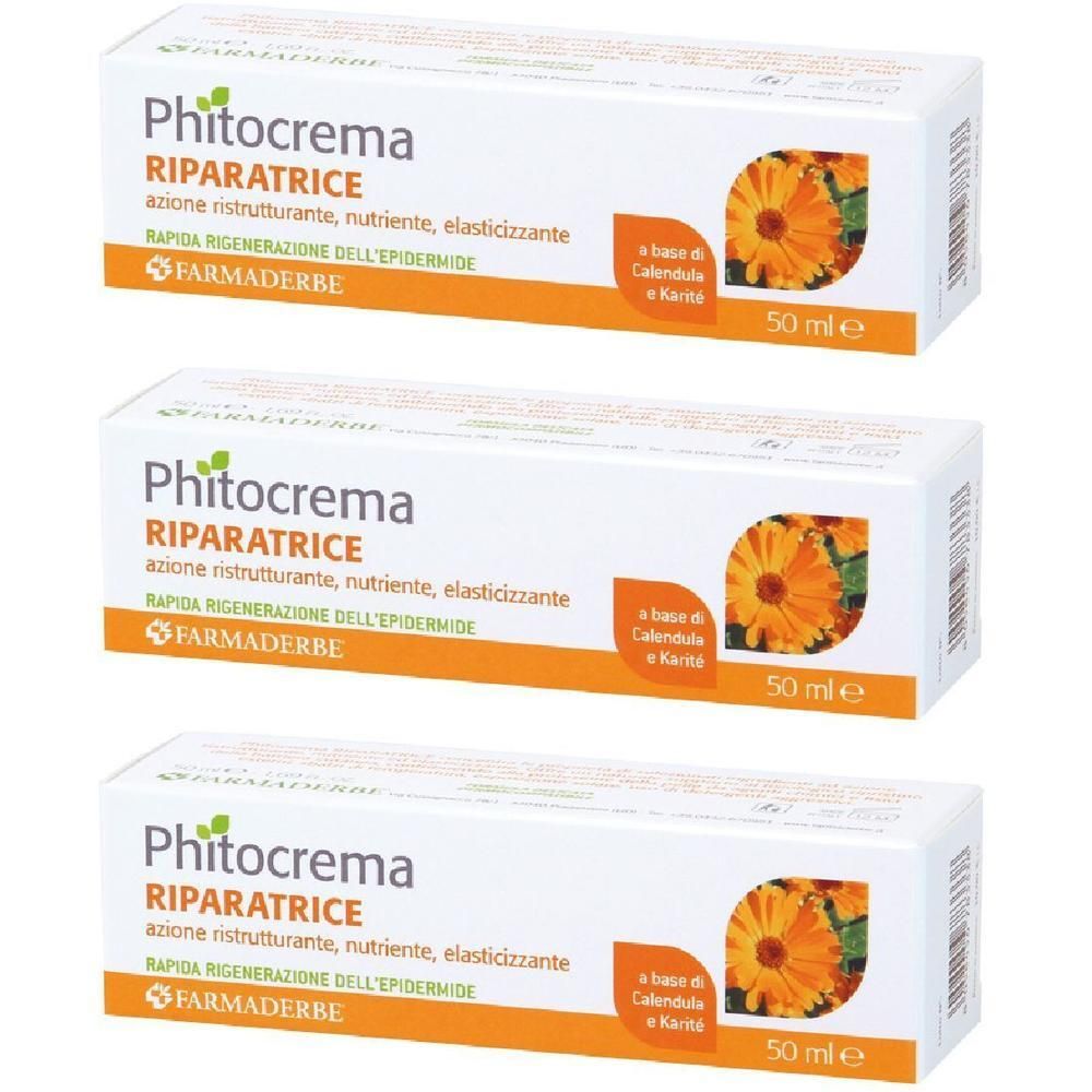 Tre confezioni di Phytocrema Riparatrice, 50 ml. A base di Calendula e Karité.