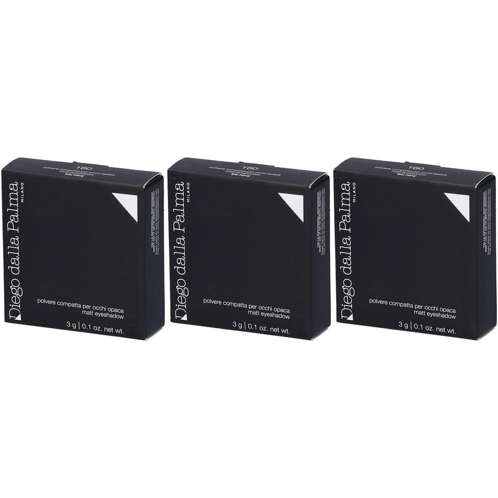 Tre scatole nere Diego Dalla Palma Milano per ombretto opaco. Ogni confezione indica 3g/0.1 oz.