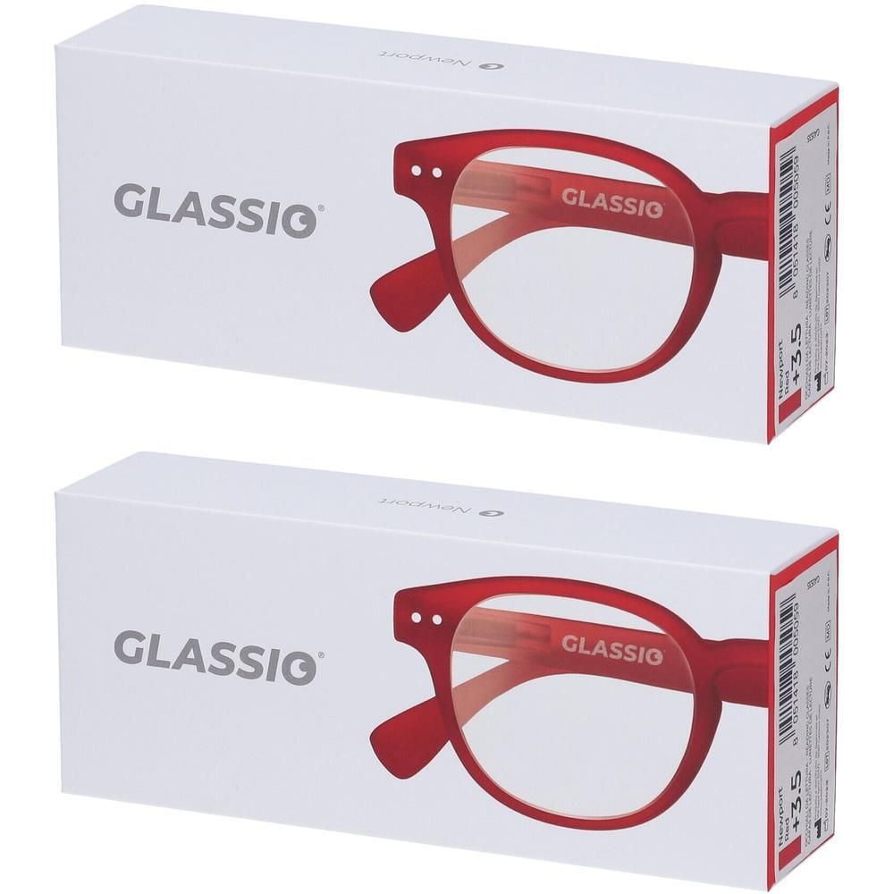 Occhiali da Lettura Glassio Newport Colore Rosso Gradazione +3,5